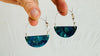 Chrysocolla & Sterling Silver Media Luna Earrings. 2493