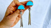 Natural Turquoise Earrings with Squash Blossoms. Sterling Silver. 2147