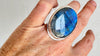 Fiery Oversized Labradorite Ring. Gorgeous Blue. Size 6. ***Scratch & Dent***