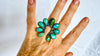 Natural Turquoise Cocktail Ring. Oversized Sterling Silver Designer Ring. Botanicals. Size 7 . 4283