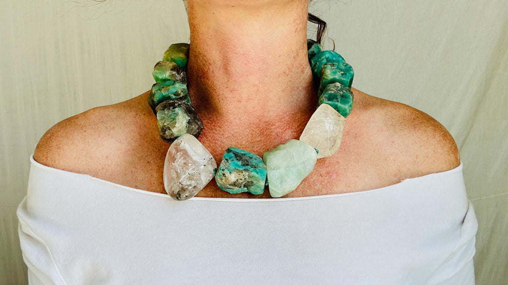 Amazonite and Quartz Necklace.