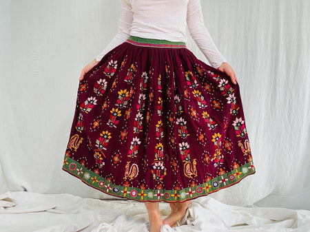 Vintage Rabari Long Embroidered Skirt. Hand Embroidered. 4311