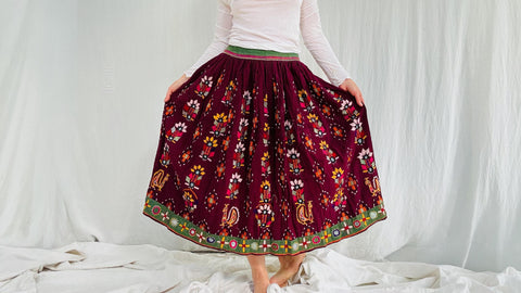 Vintage Rabari Long Embroidered Skirt. Hand Embroidered. 4311