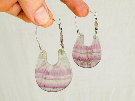 Rainbow Fluorite & Silver Flower Earrings. Sterling Silver. Atelier Aadya. 2724
