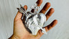 Hand Cast Milagro Heart for Altar or Decoration. Silver Colored. 0964