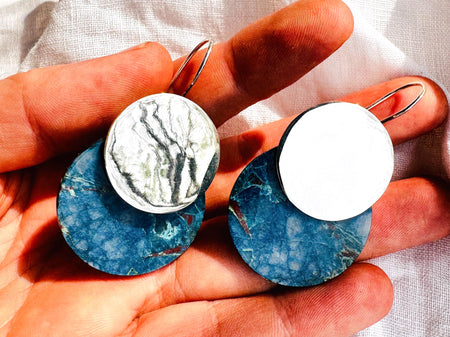 Chrysocolla and Sterling Silver Earrings. 2892