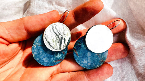 Chrysocolla and Sterling Silver Earrings. 2892