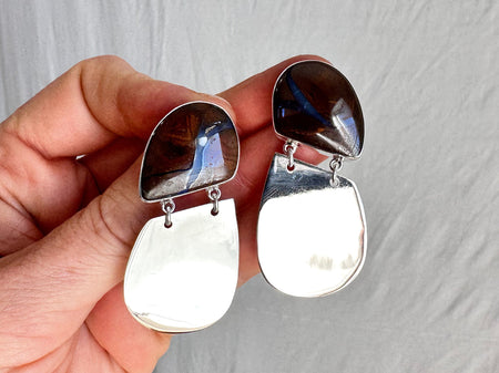 Yowah Opal & Sterling Silver Earrings. 1314