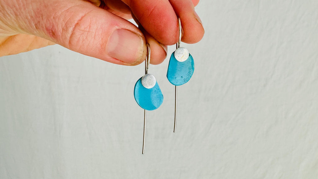 Turquoise & Silver Earrings. Handmade Sterling Silver Jewelry. Natural Sleeping Beauty Stone. 2702
