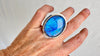 Fiery Oversized Labradorite Ring. Gorgeous Blue. Size 6. ***Scratch & Dent***