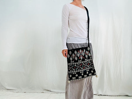 Vintage Red Dao Bag. Fine Hand Embroidery. Hmong.