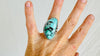 Natural Turquoise Cocktail Ring. Oversized Sterling Silver Designer Ring. Botanicals. Size 6. 2388