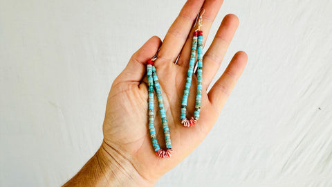 Natural Turquoise Earrings. Santo Domingo. Kewa Pueblo. Native American. 4025