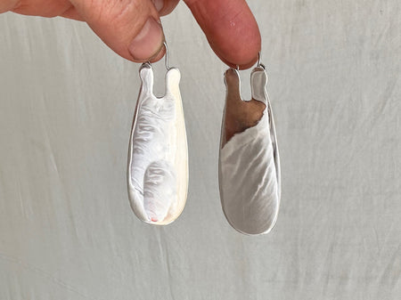 Long Silver Earrings. Flat Hoop Earrings. Atelier Aadya