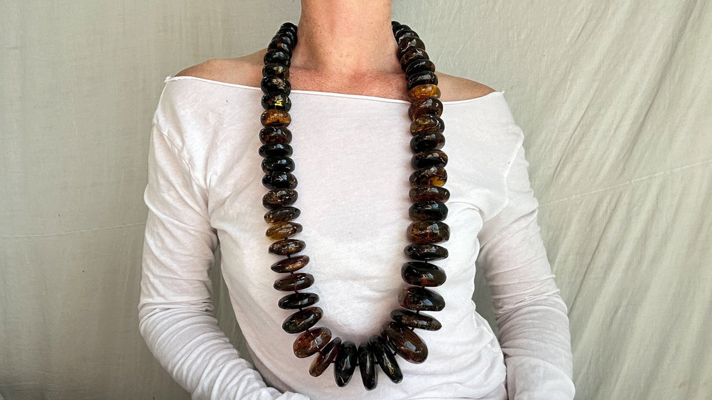 Huge Amber Necklace. Rondelles. Dramatic and Gorgeous! IN COMPLIANCE with Etsy Regulations.