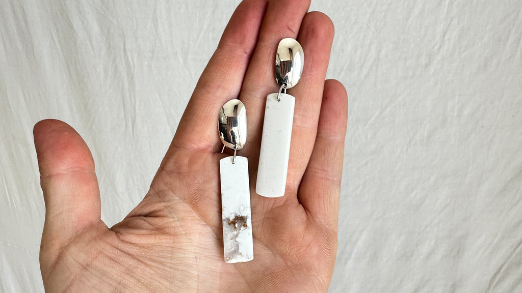 White Onyx Earrings. Sterling Silver. 2208