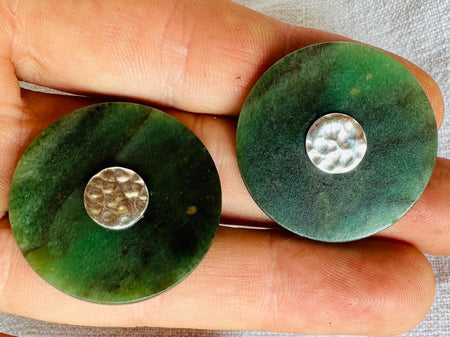 Canadian Jade Earrings. Jade & Sterling Silver. 4044