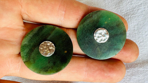 Canadian Jade Earrings. Jade & Sterling Silver. 4044
