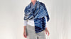 Indigo Shibori Silk Shawl, Wrap, Scarf. Clamp Dye. Gujarat, India.