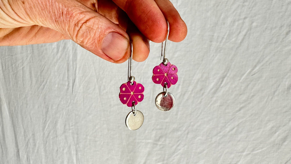 Carved Gourd and Sterling Silver Earrings. 1291