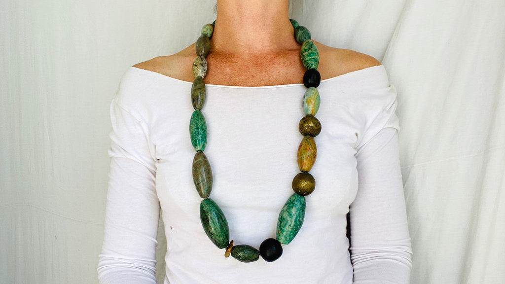 Mayan Guatemalita Jade Graduated Choker Necklace. Guatemalan. - Aadya Bazaar