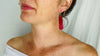Santo Domingo Pueblo Long Coral Slab Earrings. Native American