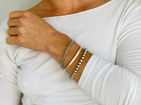 Trio of Three Silver Bangles from the Karen Hill Tribe of Thailand - Aadya Bazaar