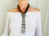 Monte Alban Pendant on Amber Necklace. Sterling Silver. Mexico. - Aadya Bazaar