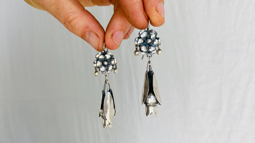Oaxacan Earrings. Pomegranates. Sterling Silver. Mexico. Frida Kahlo