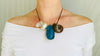 Blue Apatite, Ammonite, Crystal and Silver Pendant Necklace.