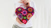 Hand-Embroidered Heart PIllow. Throw Pillow - Aadya Bazaar