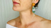Paua, Amber & Silver Earrings.