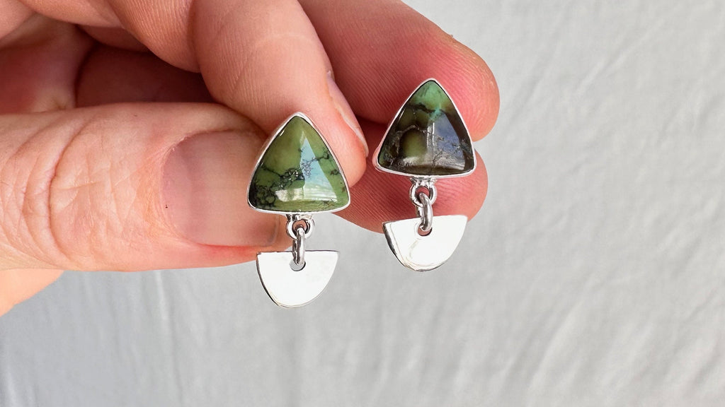 Turquoise Post Earrings. Sterling Silver. 1320