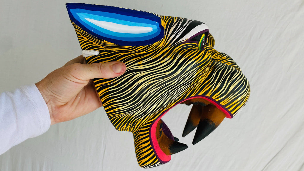 Jaguar Alebrije Mask. GIGANTIC! Oaxaca, Mexico. Spirit Animal - Aadya Bazaar