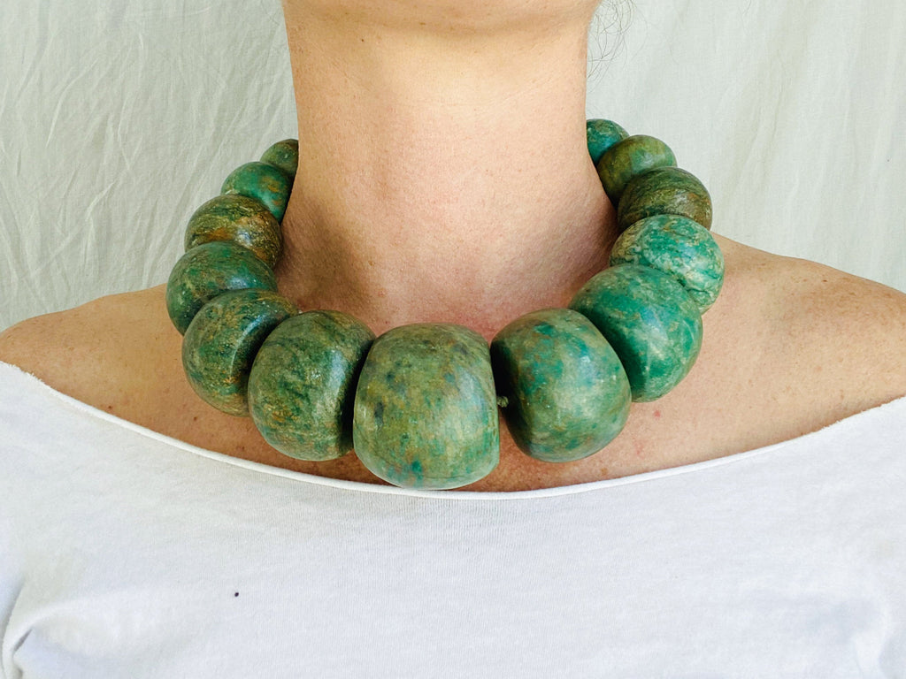 Mayan Guatemalita Jade Graduated Choker Necklace. Guatemalan.