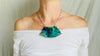 Huge Chrysocolla & Silver Pendant Necklace. Chunky Chain - Aadya Bazaar