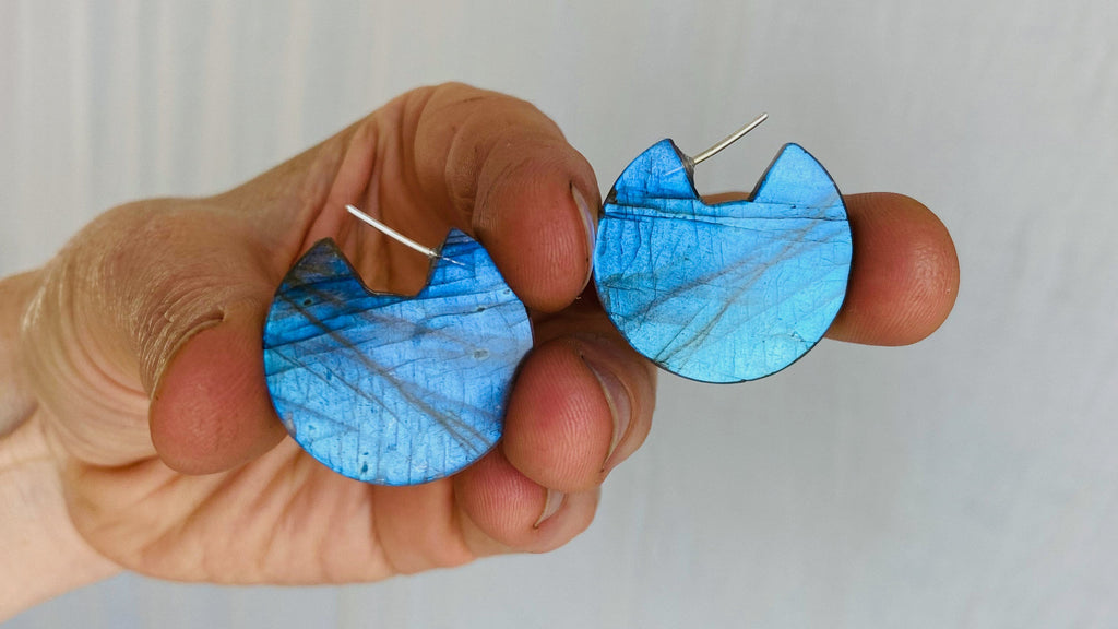 Labradorite & Sterling Earrings. Fantastic Flash 0473