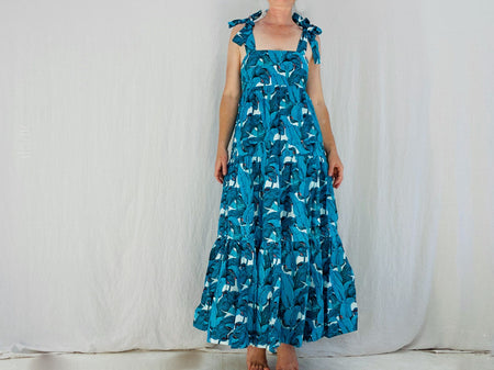 Fantastic Block Print Maxi Dress. Banana Leaf Print
