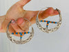Vintage Uzbek Hoop Earrings. Bukhari Silver and Glass Earrings.