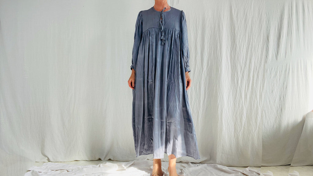 Washed Silk Long Sleeved Dress. Oversized. Sumptuous and Comfy! S-XL