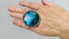 Fiery Oversized Labradorite Ring. Gorgeous Blue. Size 4.75. 0165