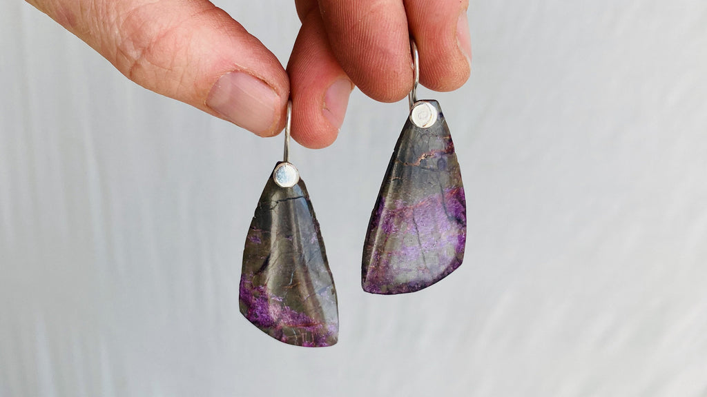 Sugilite and Sterling Silver Earrings. Atelier Aadya.