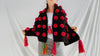 Wool Shawl. Colorful Pom Poms & Tassels. Brown. Mexico