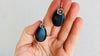 Onyx and Flower Earrings. Sterling Silver