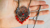 Heart Filigree Necklace. Mexico. Sterling Silver & Coral.