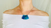 Chrysocolla and Silver Pendant Necklace. Snake Chain 0238