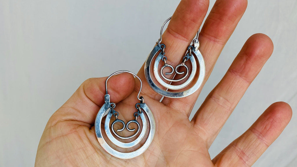 Filigree Hoop Earrings. Oaxaca. Sterling Silver. Mexico. Frida Kahlo