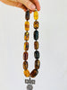 Monte Alban Pendant on Amber Necklace. Sterling Silver. Mexico. - Aadya Bazaar