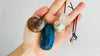 Blue Apatite, Ammonite, Crystal and Silver Pendant Necklace.