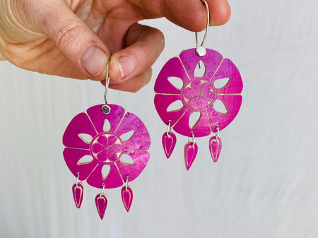 Carved Gourd Earrings. Sterling Silver. Oaxaca, Mexico.